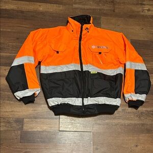 Gildan Men's Orange and Black Reflective Jacket - Medium - Stretchy